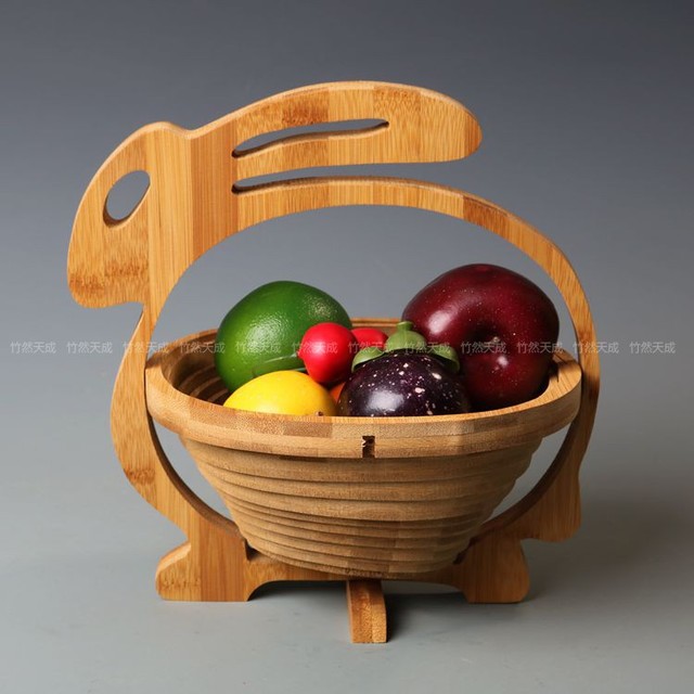 Nowy składany bambusowy suszony talerz na owoce - kreatywny kosz taca z drewnianymi rękodziełami do dekoracji domu - Wianko - 11