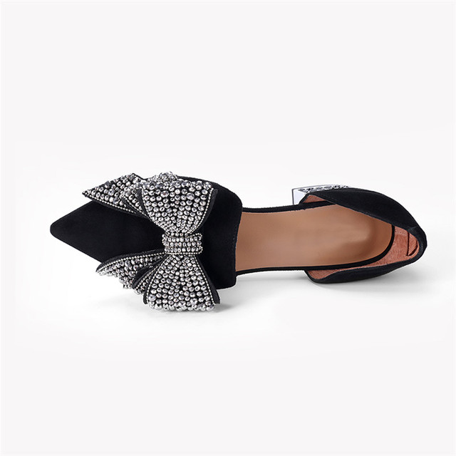 Nowe sandały kobiety 2020 z kokardą rhinestone przezroczysty obcas, szpiczasty nosek - Wianko - 12
