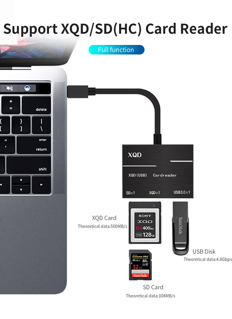 Adapter USB C do karty SD XQD z czytnikiem USB 3.0, kompatybilny z Sony serii G, Nikon D4, D5 i D500 - Wianko - 5