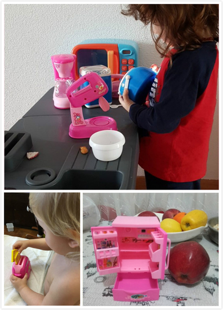 Zabawka edukacyjna Różowa kuchnia AGD dla dzieci: toster, odkurzacz, kuchenka - Wianko - 5