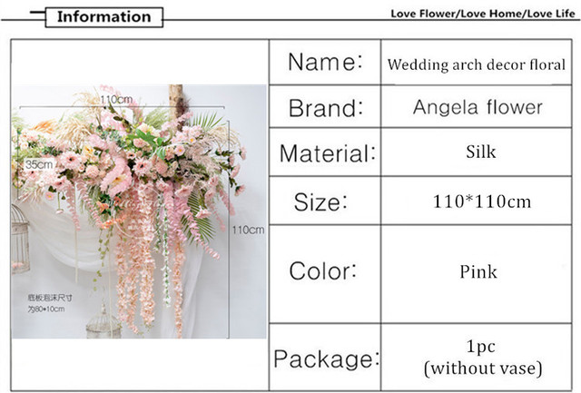 Rozkloszowany wiszący łuk ślubny ze sztucznych różowych kwiatów - Wianko - 26