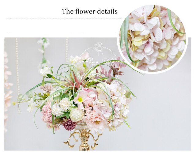 Rozkloszowany wiszący łuk ślubny ze sztucznych różowych kwiatów - Wianko - 8