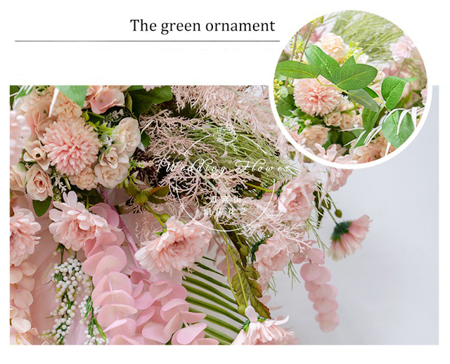 Rozkloszowany wiszący łuk ślubny ze sztucznych różowych kwiatów - Wianko - 33