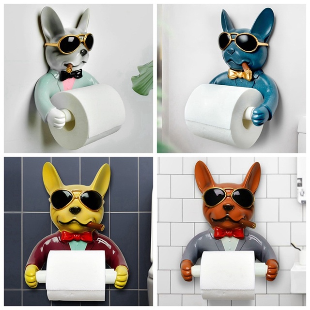 Uchwyt na papier toaletowy motyw psa z podajnikiem żywicy, wieszak na ręczniki Home, ścienny dodatek do łazienki - Wianko - 1