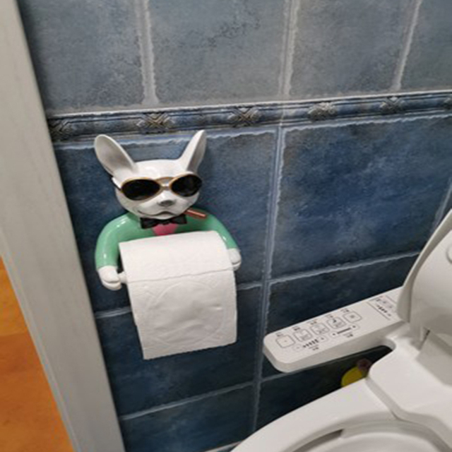 Uchwyt na papier toaletowy motyw psa z podajnikiem żywicy, wieszak na ręczniki Home, ścienny dodatek do łazienki - Wianko - 12