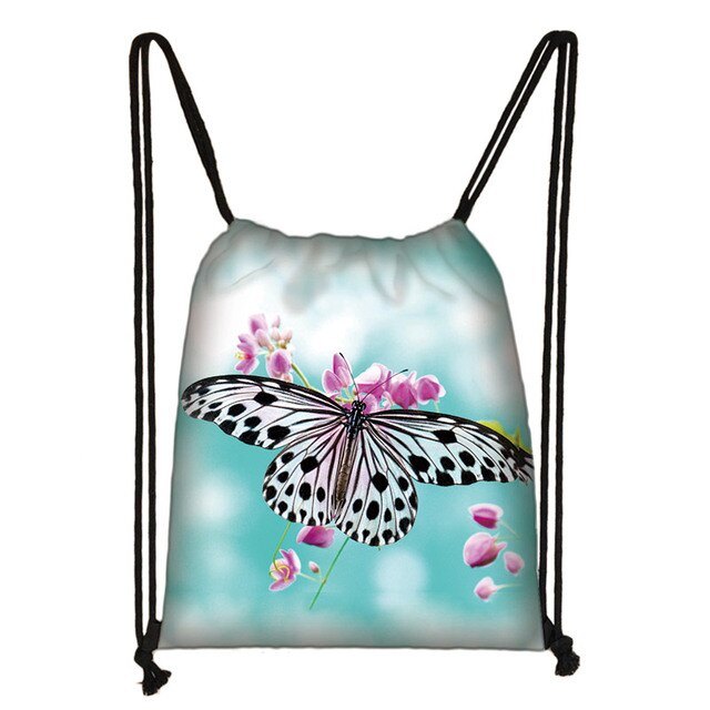 Plecak z motywem pięknego motyla dla nastolatek - codzienna torba do noszenia na plecach z sznurkiem - Wianko - 7