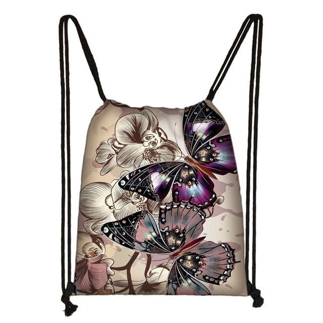 Plecak z motywem pięknego motyla dla nastolatek - codzienna torba do noszenia na plecach z sznurkiem - Wianko - 6