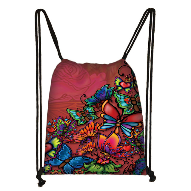 Plecak z motywem pięknego motyla dla nastolatek - codzienna torba do noszenia na plecach z sznurkiem - Wianko - 5