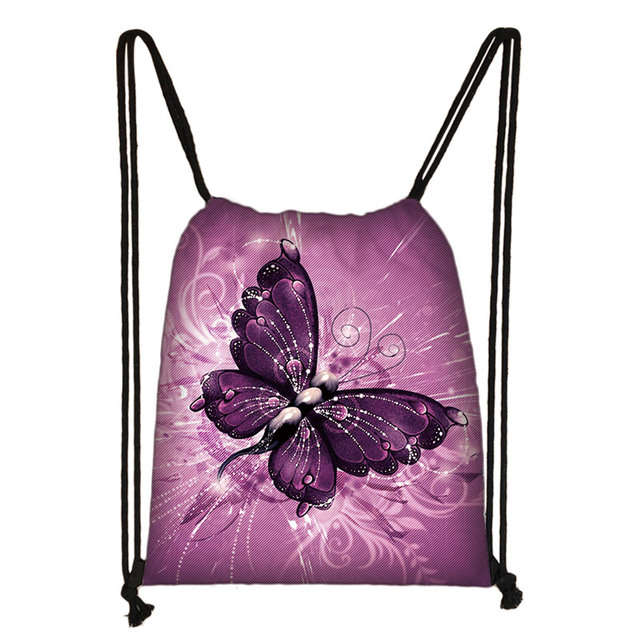 Plecak z motywem pięknego motyla dla nastolatek - codzienna torba do noszenia na plecach z sznurkiem - Wianko - 9