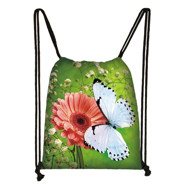 Plecak z motywem pięknego motyla dla nastolatek - codzienna torba do noszenia na plecach z sznurkiem - Wianko - 4