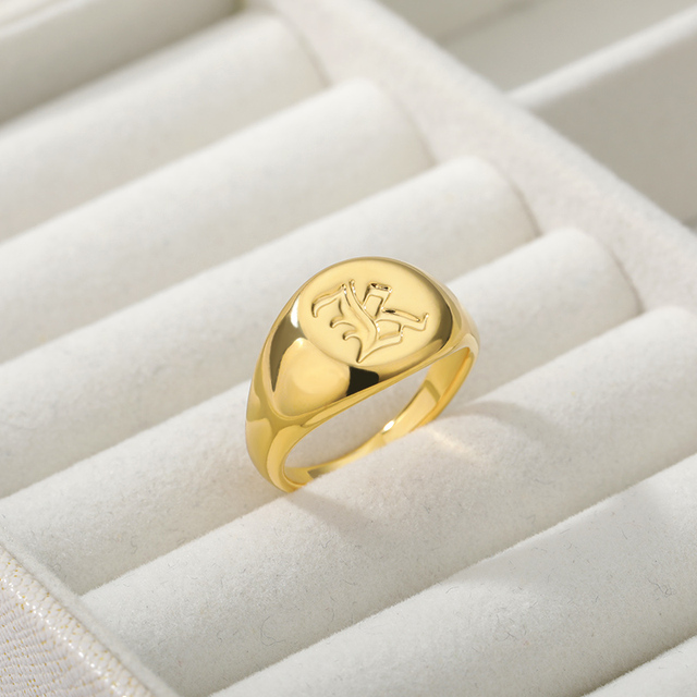 Pierścień z metalowymi pierścieniami alfabetu - złoty, moda na 2021, trendy biżuteria dla kobiet i mężczyzn, prezent urodzinowy, bague femme - Wianko - 9