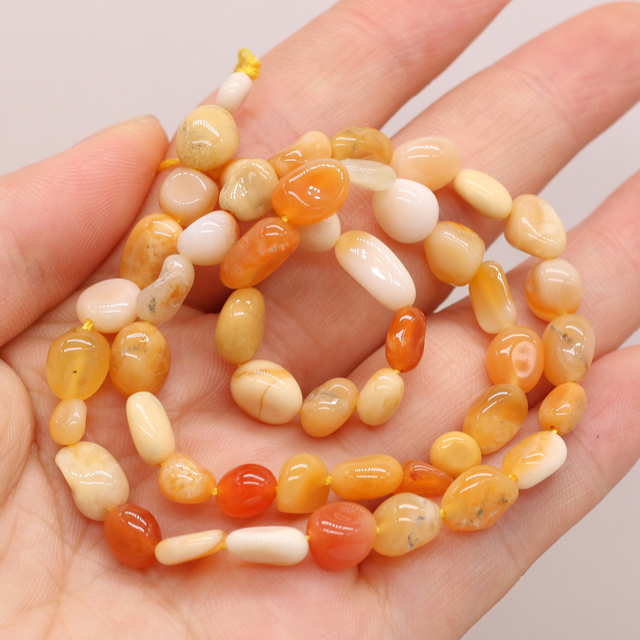 Złoty jedwab Jade - biżuteryjne koraliki, nowy kamień naturalny, nieregularny kształt, 6-8mm - Wianko - 3