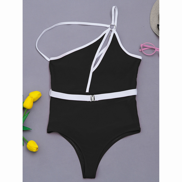 Jednoczęściowy damski strój kąpielowy 2021 - jedno ramię, sexy, stały, monokini, bandaż - Wianko - 9