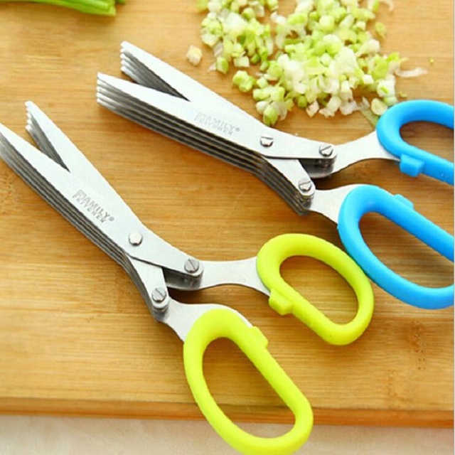 Profesjonalne nożyczki do kuchni i biura z 5-warstwową stalą nierdzewną do szatkowania scallions i cięcia papieru - Wianko - 3