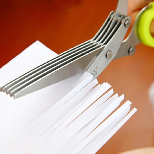 Profesjonalne nożyczki do kuchni i biura z 5-warstwową stalą nierdzewną do szatkowania scallions i cięcia papieru - Wianko - 1
