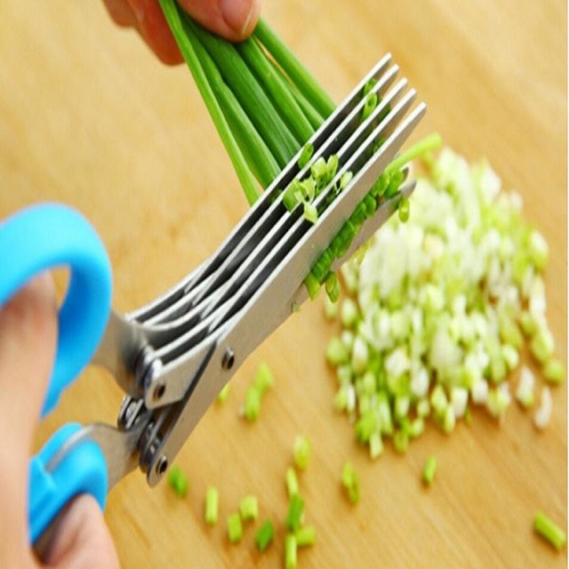 Profesjonalne nożyczki do kuchni i biura z 5-warstwową stalą nierdzewną do szatkowania scallions i cięcia papieru - Wianko - 4