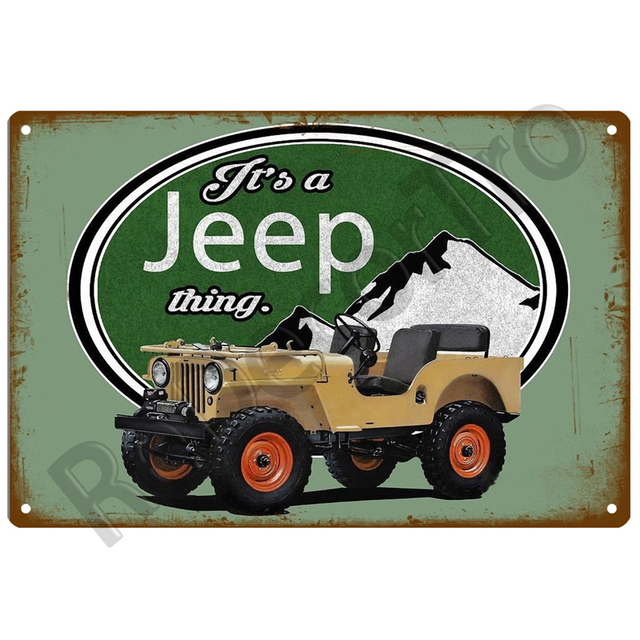 Dekoracyjny metalowy znak płyta Jeep Cars Retro Vintage do domu - plakat ściany pokoju - Wianko - 4