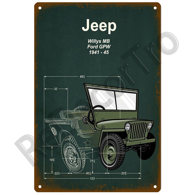 Dekoracyjny metalowy znak płyta Jeep Cars Retro Vintage do domu - plakat ściany pokoju - Wianko - 22