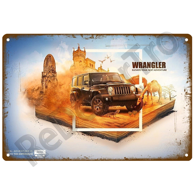 Dekoracyjny metalowy znak płyta Jeep Cars Retro Vintage do domu - plakat ściany pokoju - Wianko - 15