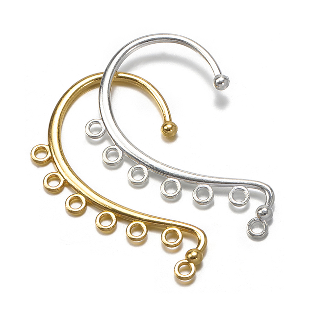 10 sztuk złotych klipsów kolczyków w kształcie C do tworzenia biżuterii, bez przebijania, z zawieszką w kształcie łuku na ucho - Wianko - 2