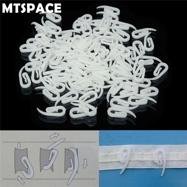 Haki plastikowe do kurtyn MTSPACE, 100 sztuk/zestaw - białe, na okno, biuro, samochody - Wianko - 3