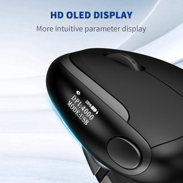 Delux Seeker M618XSD - Ergonomiczna pionowa mysz z ekranem OLED, USB/Bluetooth 5.0, akumulator 1000Hz Berichtsrate na PC i laptopa - Wianko - 3