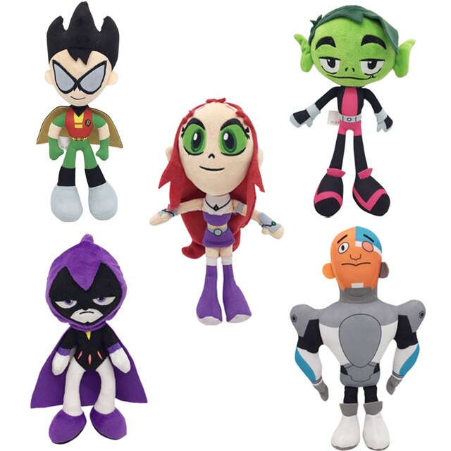 Zestaw 5 pluszowych zabawek lalki Teen Titans Go! 25cm Robin Cyborg Starfire Raven bestia chłopiec - Wianko - 1