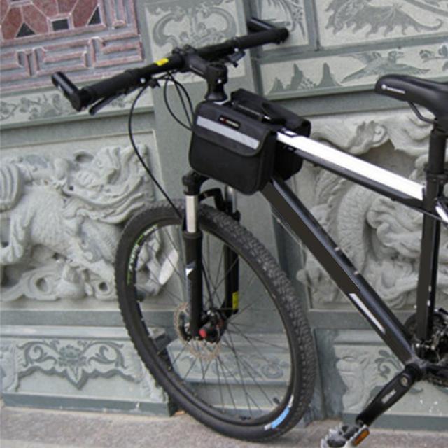Torbka rowerowa przednia na ramę, lekka i wytrzymała, kolor czarny - Wianko - 10