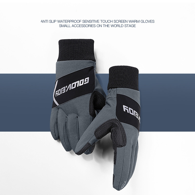 Męskie rękawice narciarskie zimowe ekran dotykowy, wodoodporne, wiatroodporne, antypoślizgowe - Wianko - 1