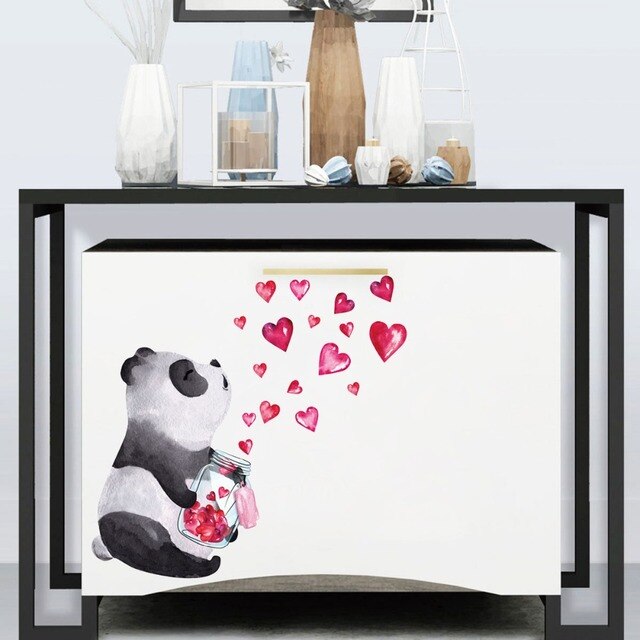 Chiński styl ręcznie rysowane panda - naklejka ścienna do salonu, sypialni i szafek - Wianko - 3