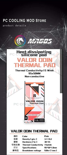 Podkładka termiczna Thermalright VALOR ODIN 15 W/m.k - chłodzenie silikonowe CPU GPU, 95x50x1.0/1.5/2.0mm - Wianko - 10