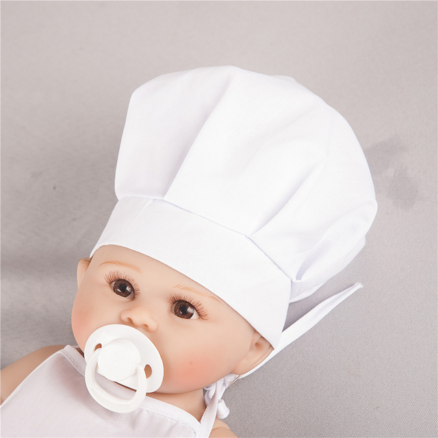Fartuch kucharski i kapelusz dla dzieci - zestaw 2 sztuki, biały - Wianko - 5