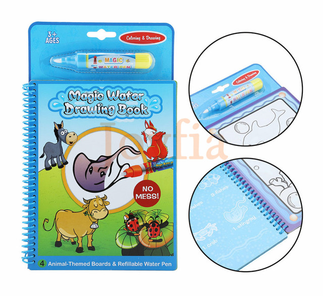 Magiczne kolorowanki ze szkicownikiem i długopisem - tabliczka do doodle i rysowania dla dzieci, zabawki edukacyjne, 6 rodzajów wody - Wianko - 4