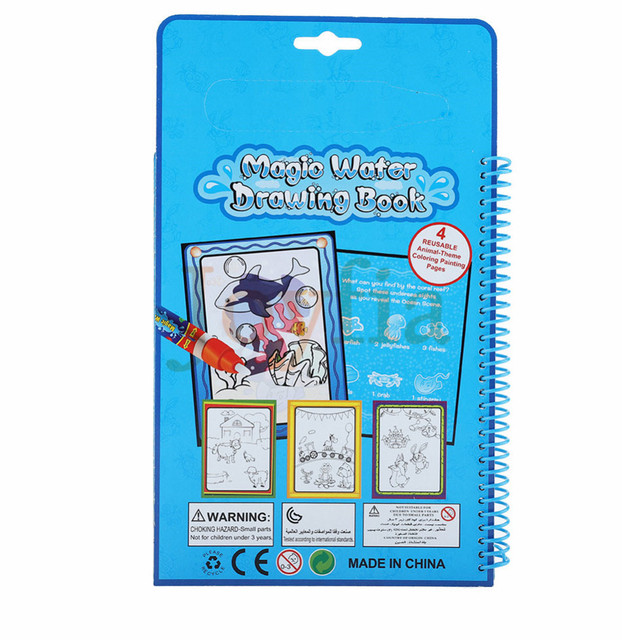 Magiczne kolorowanki ze szkicownikiem i długopisem - tabliczka do doodle i rysowania dla dzieci, zabawki edukacyjne, 6 rodzajów wody - Wianko - 6