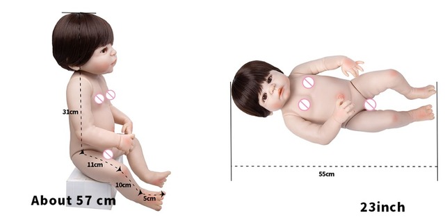 Realistyczna lalka Reborn o pełnym nadwoziu (57 cm) z magnetycznym smoczkiem - Wianko - 13