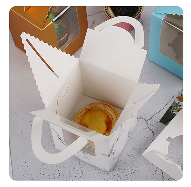 Przenośne pudełko na słodkości z PVC, 5 sztuk, przezroczyste okienko, wyjmowana taca, uchwyt do pieczenia - Wianko - 4
