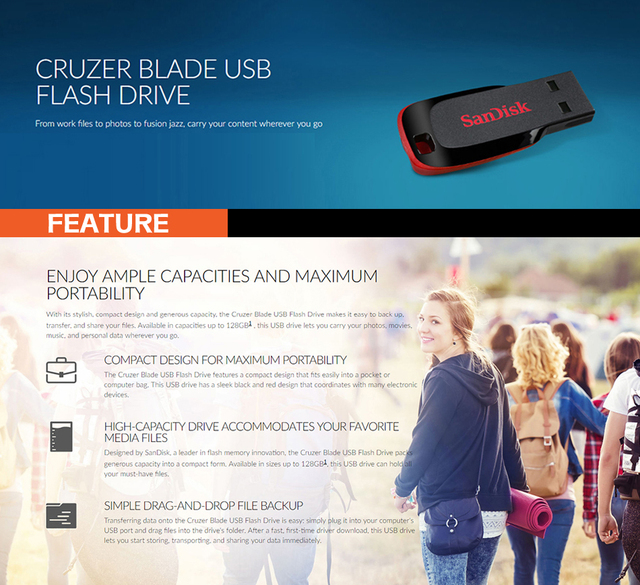 SanDisk CZ50 - 100% oryginalna pamięć USB 2.0 o pojemnościach: 16GB, 32GB, 64GB i 128GB - Wianko - 4