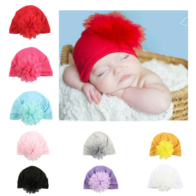 Kapelusz turban dla noworodka z kokardką z cekinami - letnia czapka dziewczynki z miękkiej bawełny - zdjęcie rekwizytowe - Wianko - 15