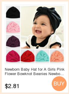 Kapelusz turban dla noworodka z kokardką z cekinami - letnia czapka dziewczynki z miękkiej bawełny - zdjęcie rekwizytowe - Wianko - 11