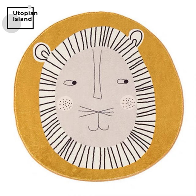 Dywan puchaty dla dzieci, okrągły, żółty, lew, Kawaii - Wianko - 11