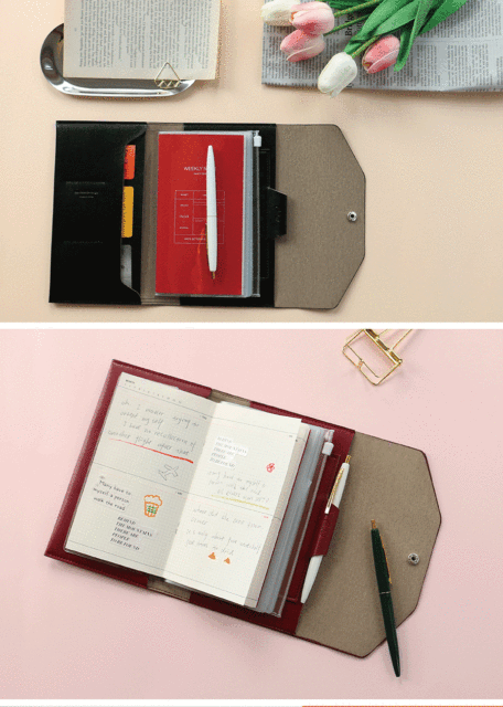 Biznesowy notebook pokrywa A6 PU notebook tygodniowy czas planowania harmonogramu zarządzania notatnik skóra bill papierowa torba do przechowywania - Wianko - 7