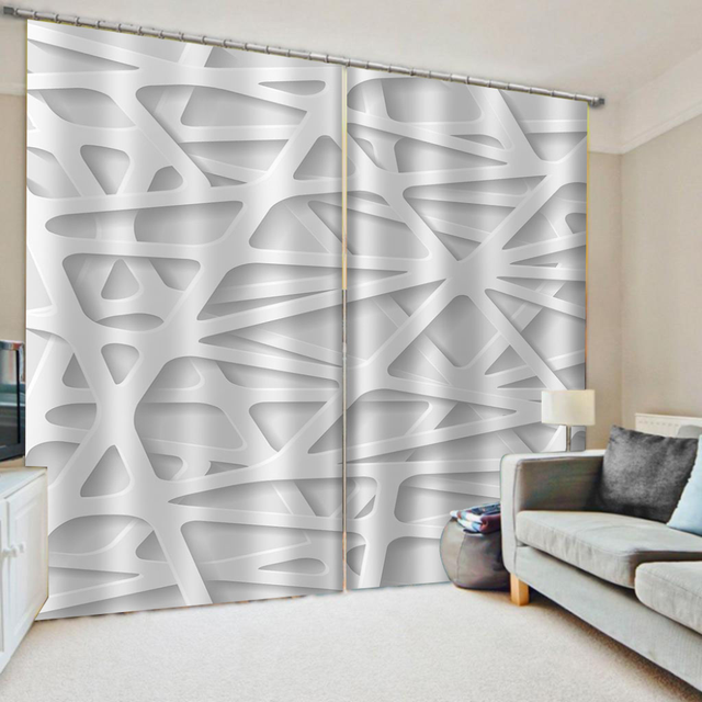 Luksusowe białe zasłony zaciemniające 3D do salonu, biura i sypialni - reliefowe wzory z osobowością - Wianko - 3