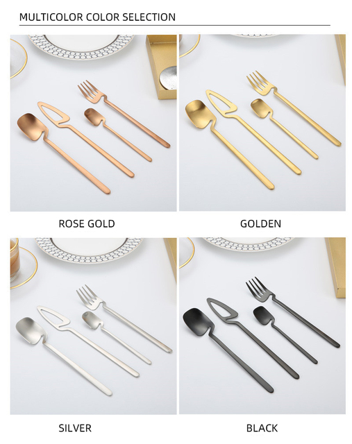 24 sztuki zestawu naczyń obiadowych ze stali nierdzewnej, złoty kolor, noże, widelce, łyżki, idealne do kuchni stołowej - Wianko - 5