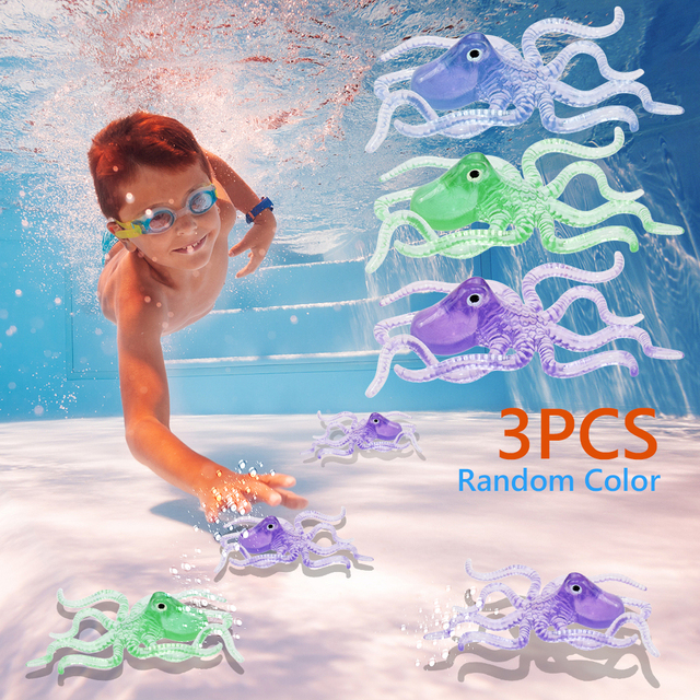 Zabawka kąpielowa dla dzieci - 3/12 sztuk podwodne ośmiornice do pływania w basenie - prezenty losowy kolor - Wianko - 10