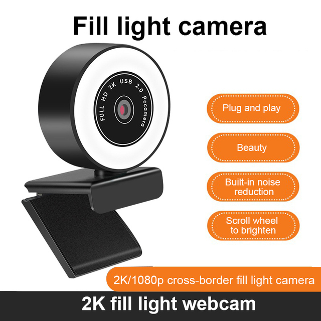 Kamera internetowa 1080P 2K z automatycznym ustawianiem ostrości, wypełnieniem światłem i mikrofonem LED - idealna do Youtube Liv - Wianko - 8