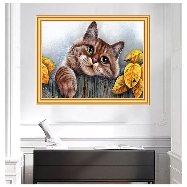 Zestaw do diamentowego haftu 5D DIY z kotem i psem - dekoracja domu w formie obrazu na ścianę - Wianko - 3