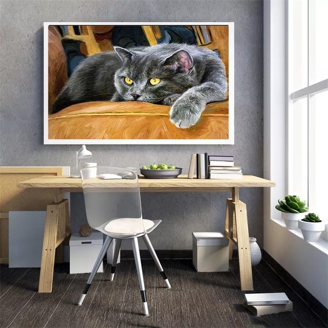 Zestaw do diamentowego haftu 5D DIY z kotem i psem - dekoracja domu w formie obrazu na ścianę - Wianko - 2