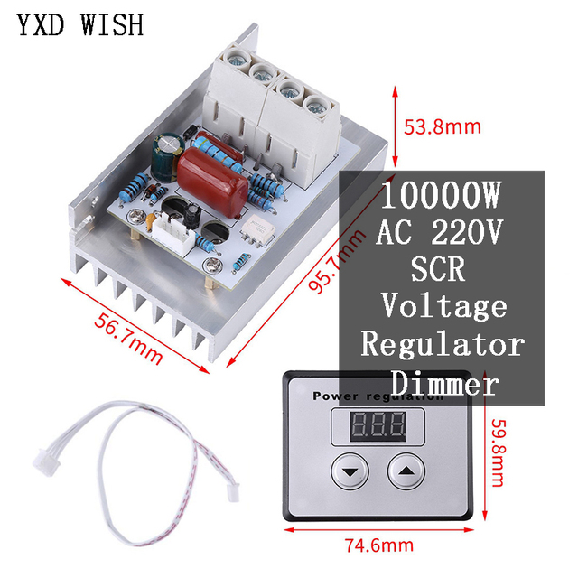 Regulator napięcia AC 0-220V 10000W - silikonowy, elektroniczny, ściemniacz termostat + mierniki cyfrowe - Wianko - 10