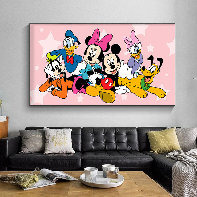 Plakat i druk obrazu na płótnie Mickey Mouse i kaczor Donald z Disneya do dekoracji wnętrza domu dla dzieci i salonu - Wianko - 4