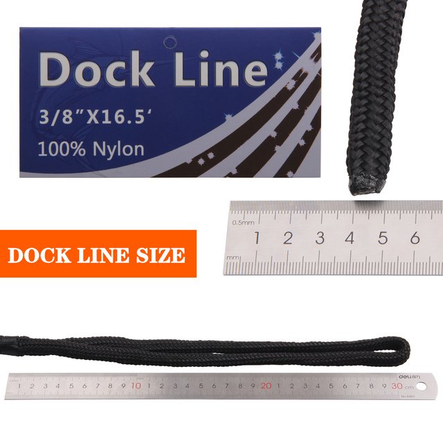 16.5-50 FT czarna linia cumownicza podwójnie pleciona z nylonu do łodzi wiosłowej o dużej wytrzymałości - Wianko - 7